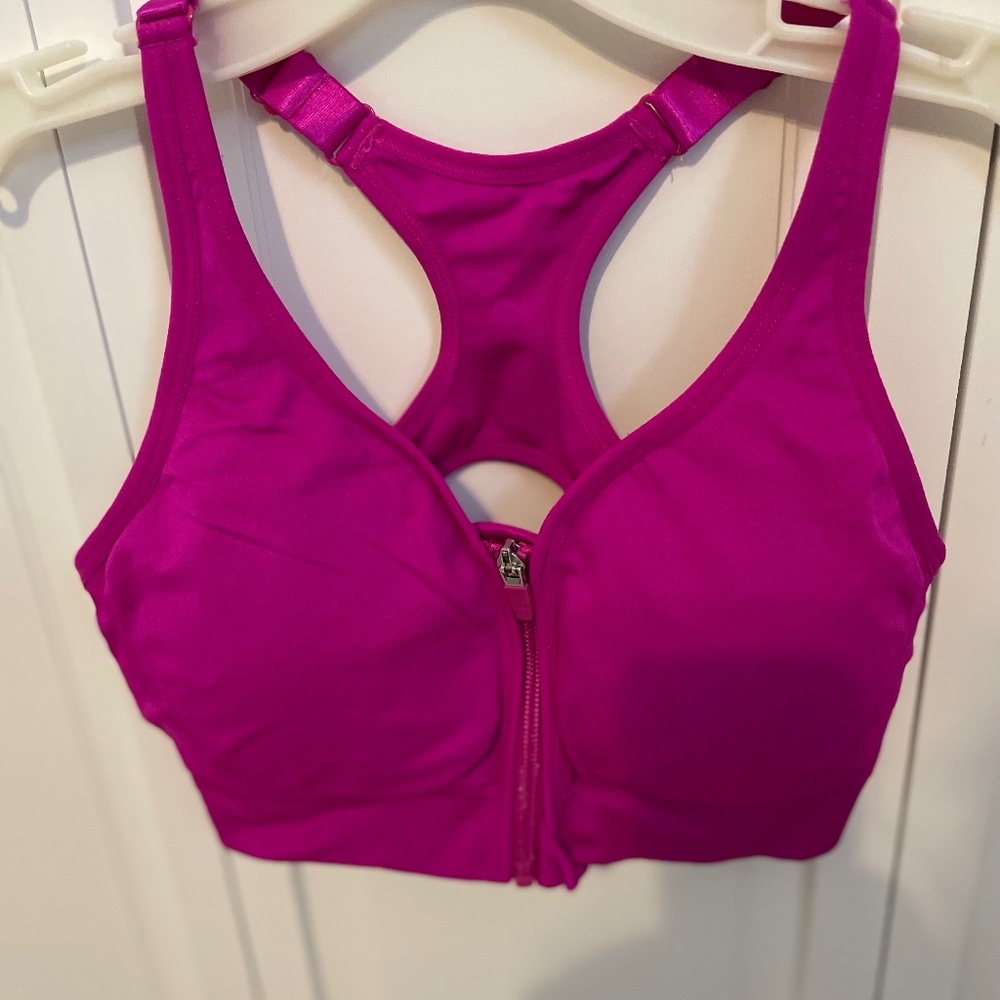 DSG Zip Front Sports Bra Bright Pink Med